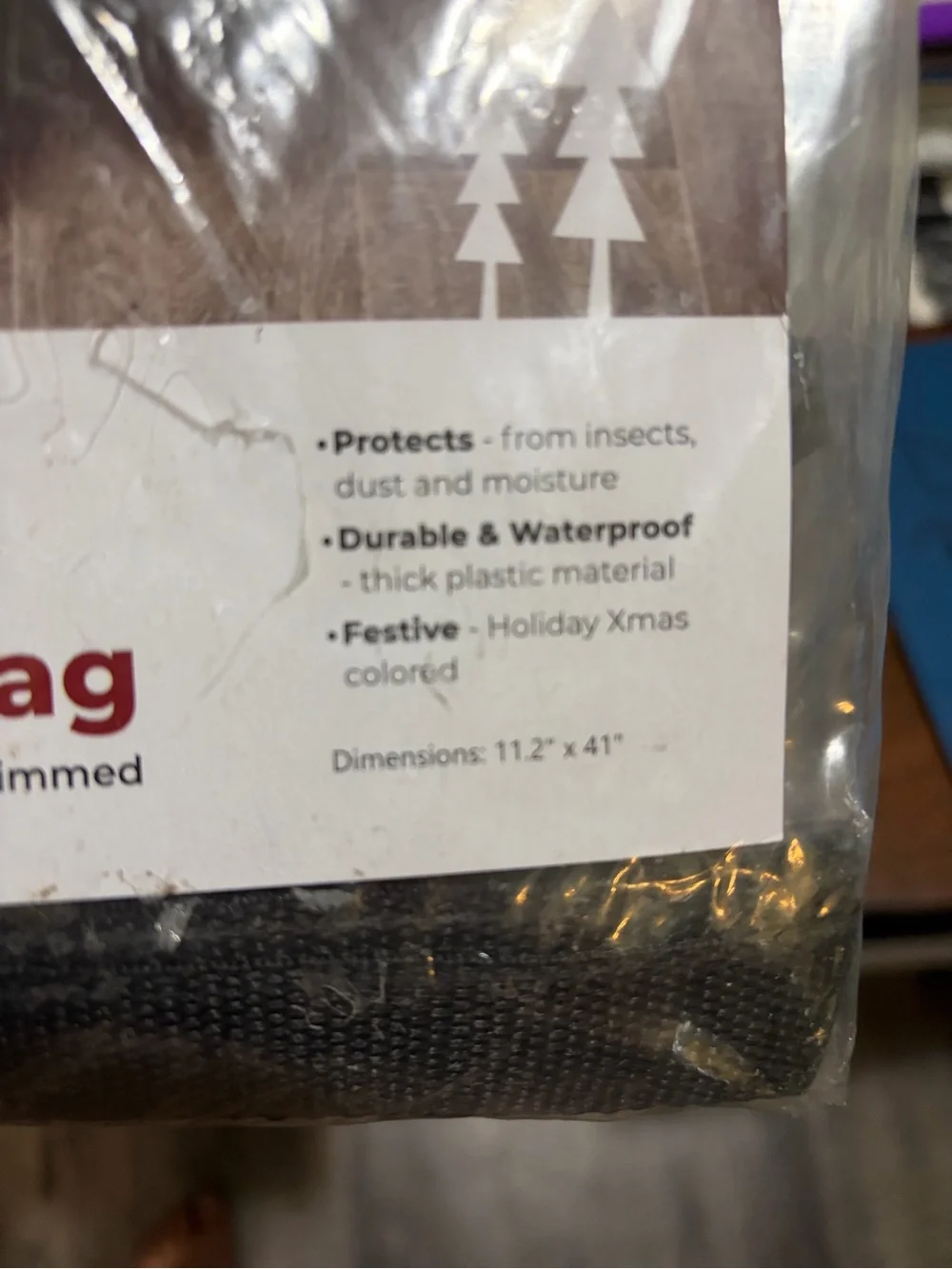 Clear Polyester Gift Wrap Storage Bag - Black Trim